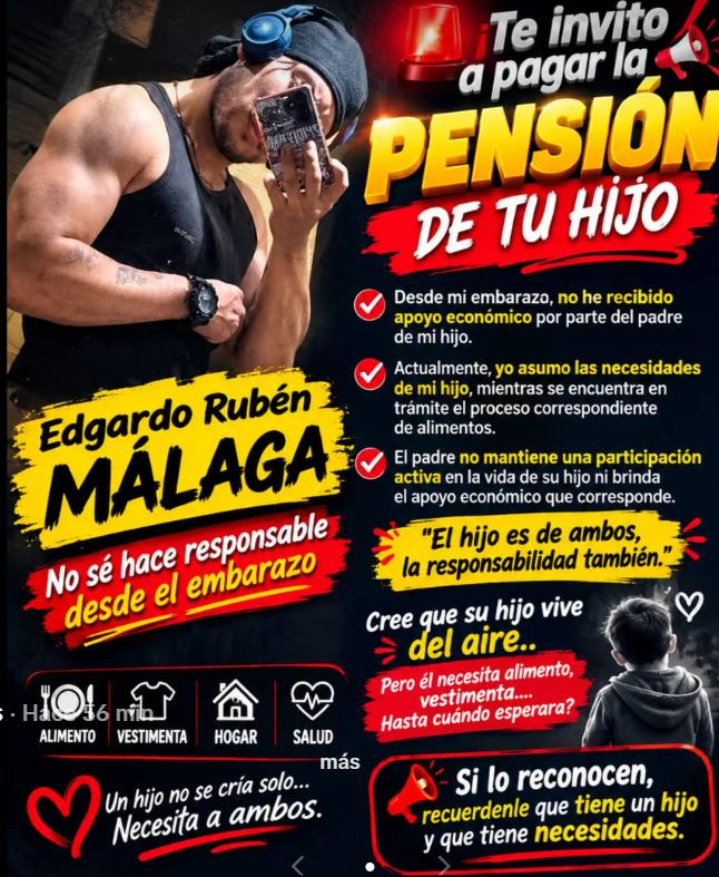 Evidencia del reporte: no paga la pensión de su hijo
