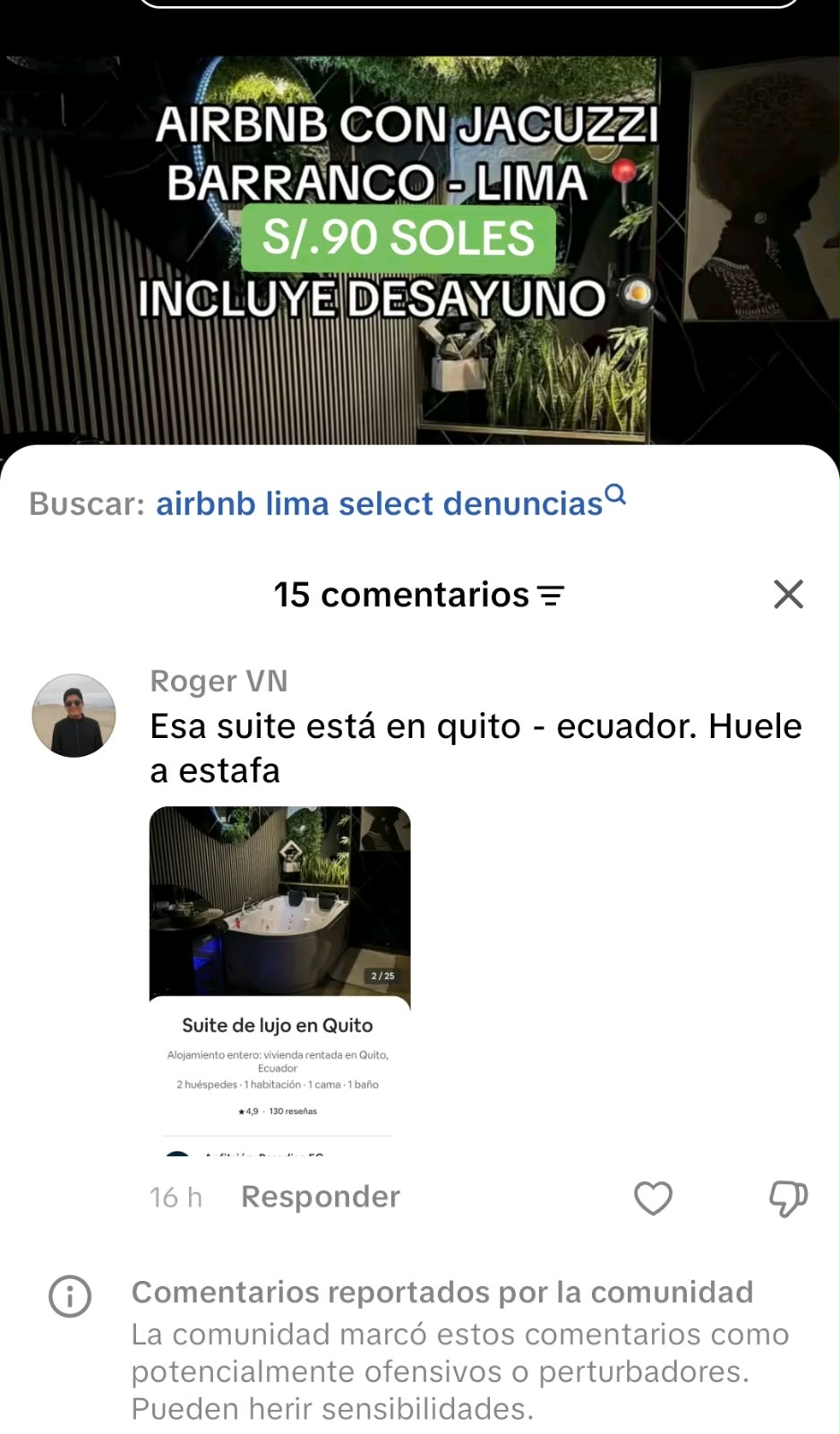 Evidencia del reporte: ESTAFA DE AIRBNB